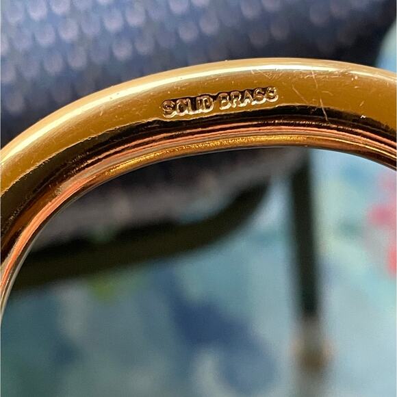 Golden Embossed Brown Leather Belt with Solid Brass Buckle size Medium - Picture 6 of 7